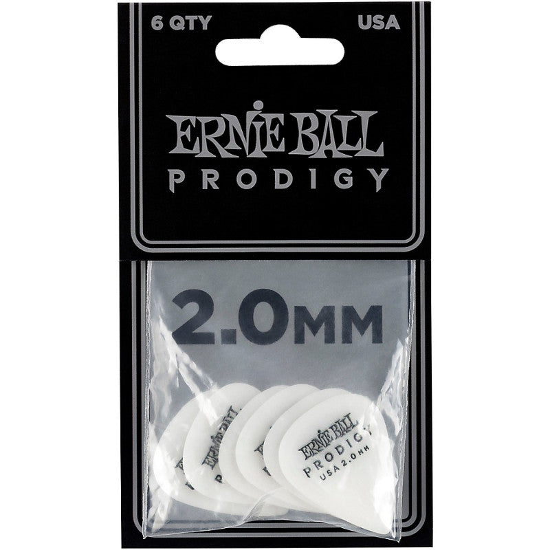 Ernie Ball 9202 Prodigy White 2.0mm High Performance Guitar Picks 1s - 6-Pack