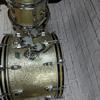 Ludwig Vintage 4pc 1970s Silver Sparkle Drum Kit