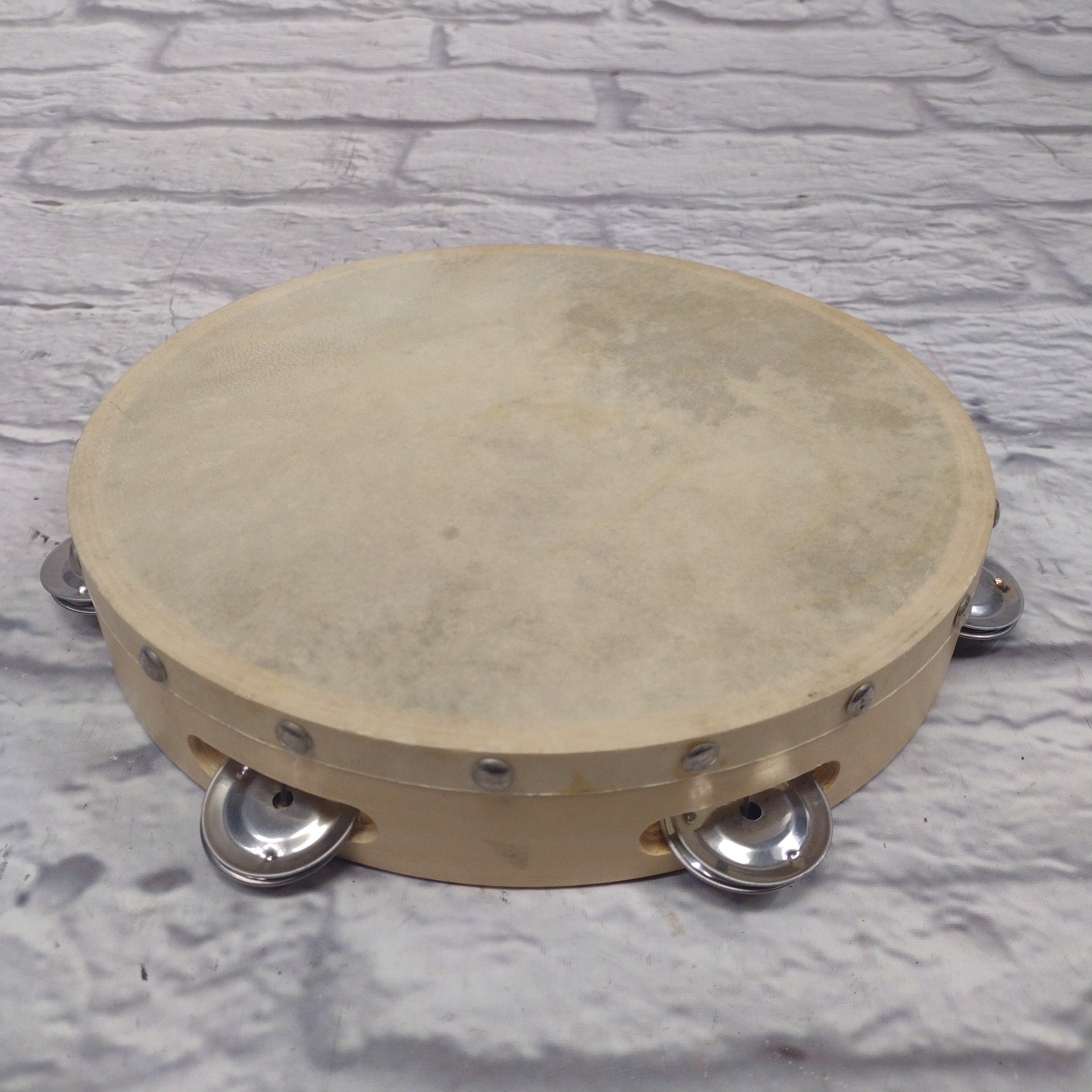 Unknown 10" Tambourine with Head - Single Row
