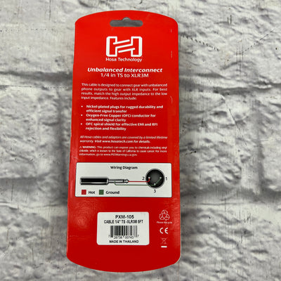 Hosa PXM-105 Unbalanced Interconnect 1/4 TS to XLR3M