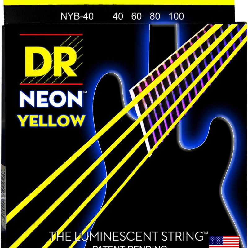 DR Strings NEON Hi-Def Yellow Bass SuperStrings Light 4-String