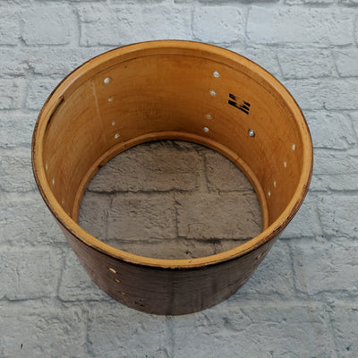 Slingerland Vintage 70s Ribbon Mahogany Veneer 3ply Clear Maple Interior 9x13 Rack Tom Shell