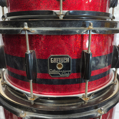 Gretsch Catalina Club Mod Drum Kit Red Sparkle Black Stripe