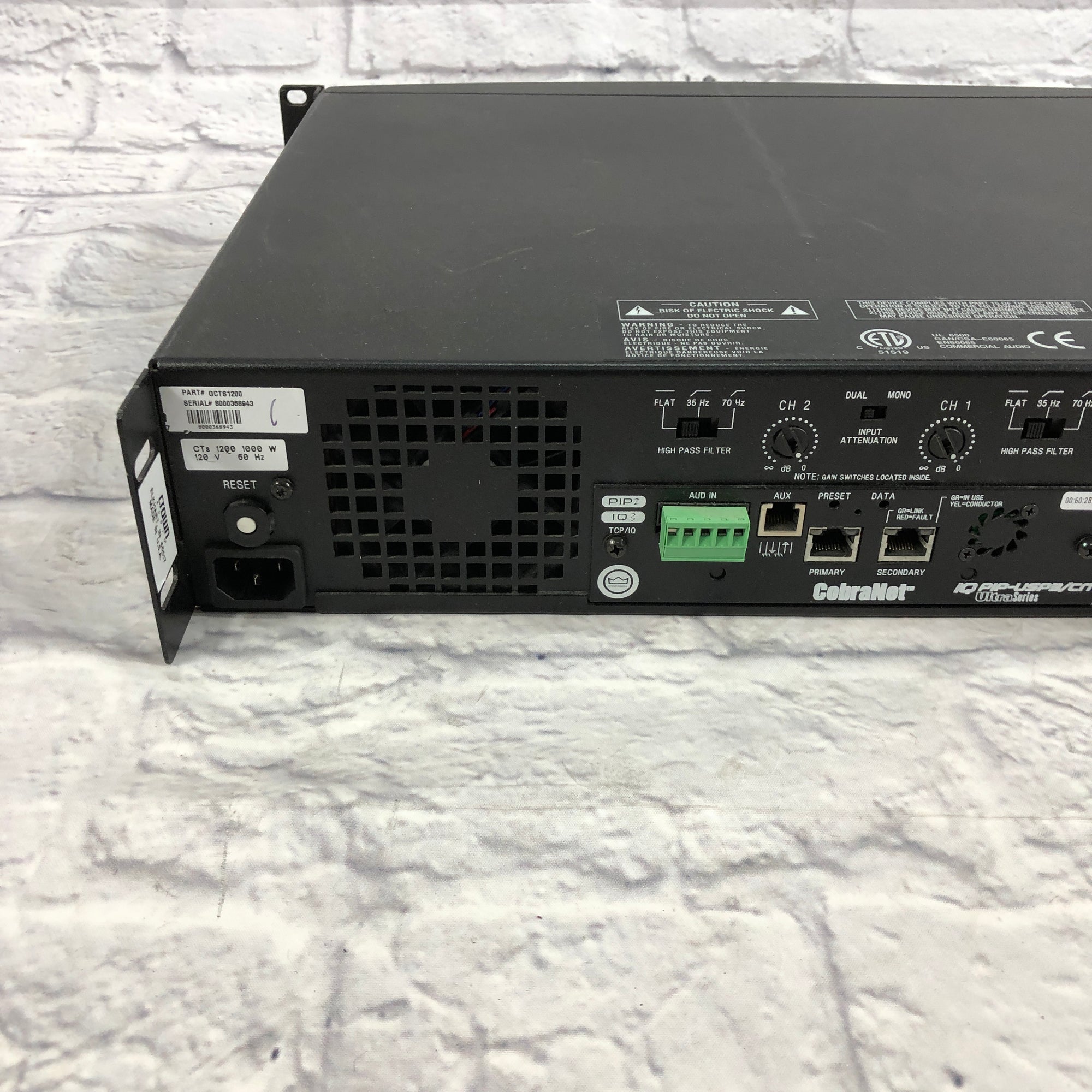 Crown CTS-1200 Power Amp with PIP-USP3/CN CobraNet Card