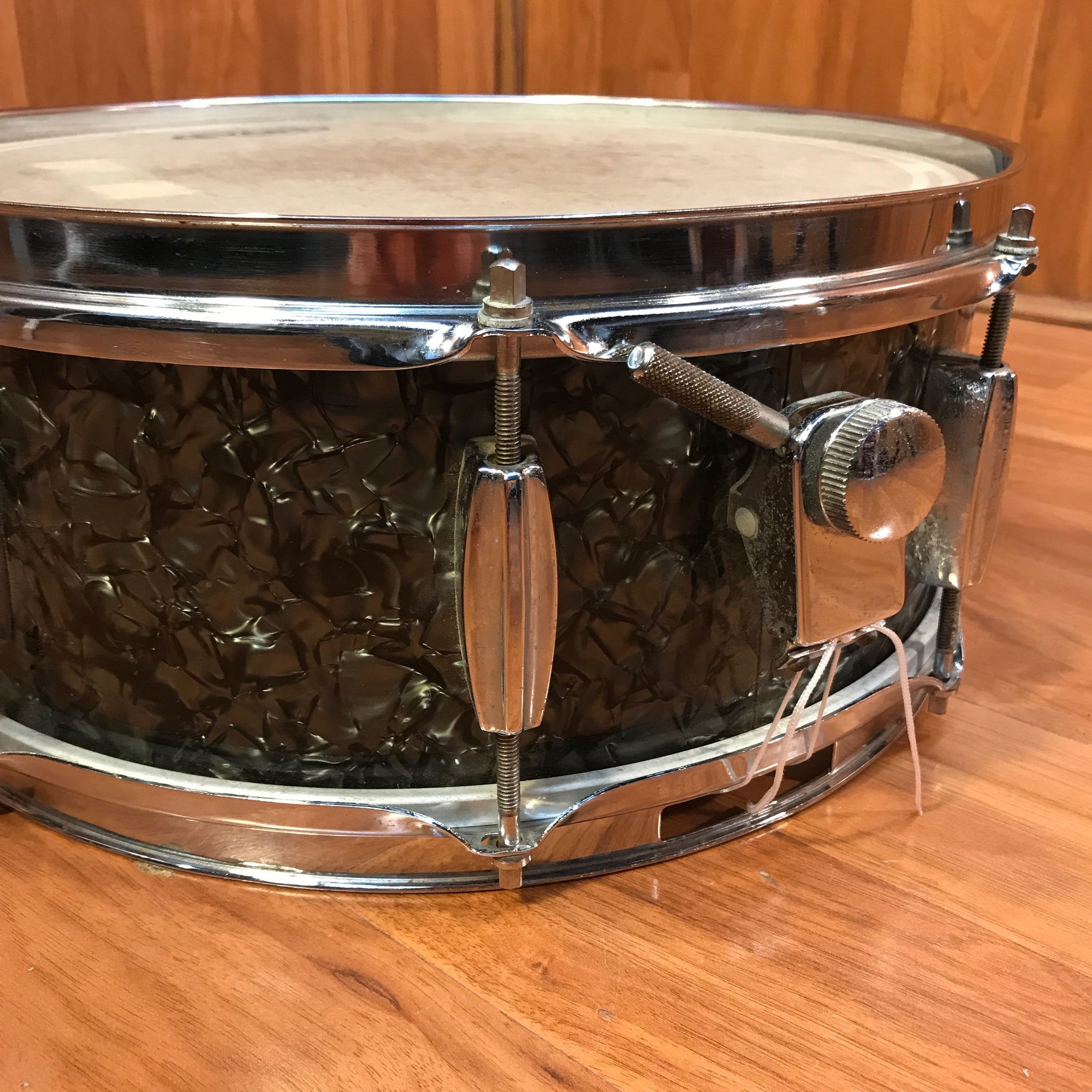 Rare 1960s Vintage Pearl 14x5.5 Maple 3Ply Snare Drum Black DIamond Finish