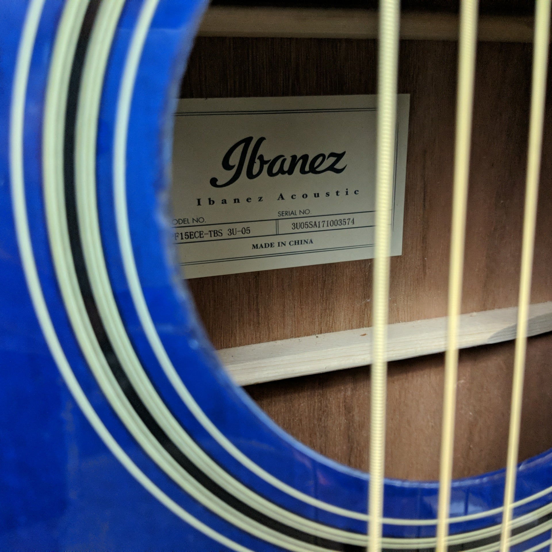 Ibanez PF15ECETBS Transparent Blue Sunburst High Gloss A/E S/N