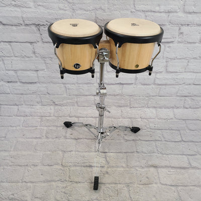 LP Latin Percussion LP601NY-AW City Series Wood Bongos w/ Stand Bongos