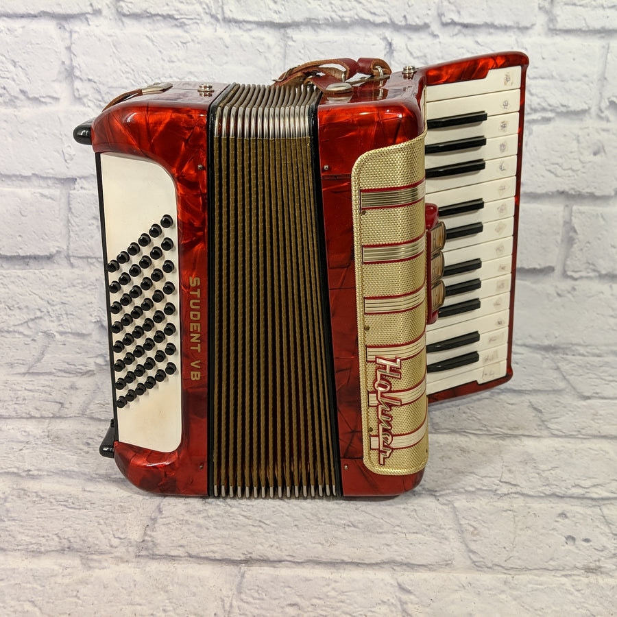 Vintage Hohner Student VB Red Accordion & Case Germany