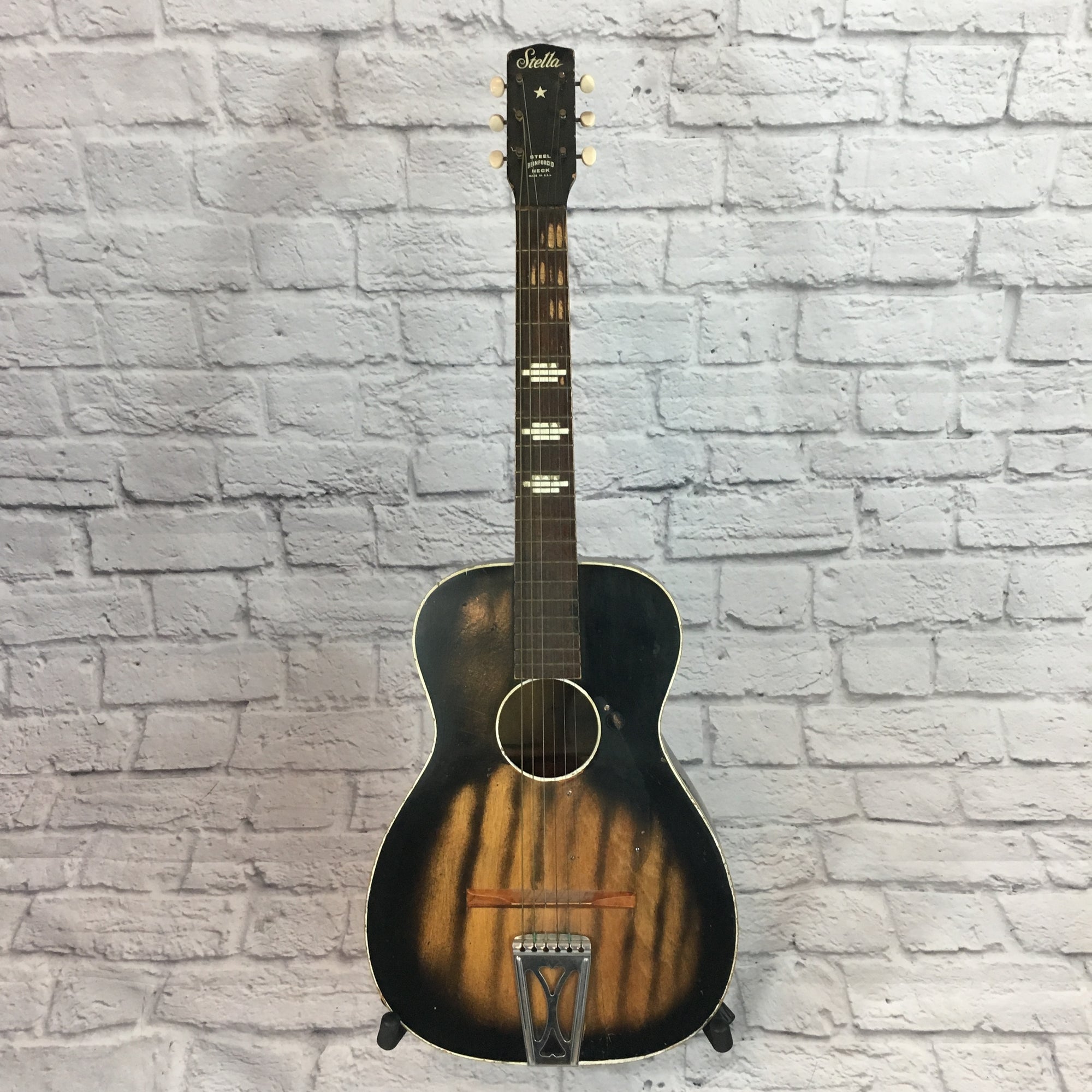 Harmony Stella Parlor Acoustic Guitar Flame Burst