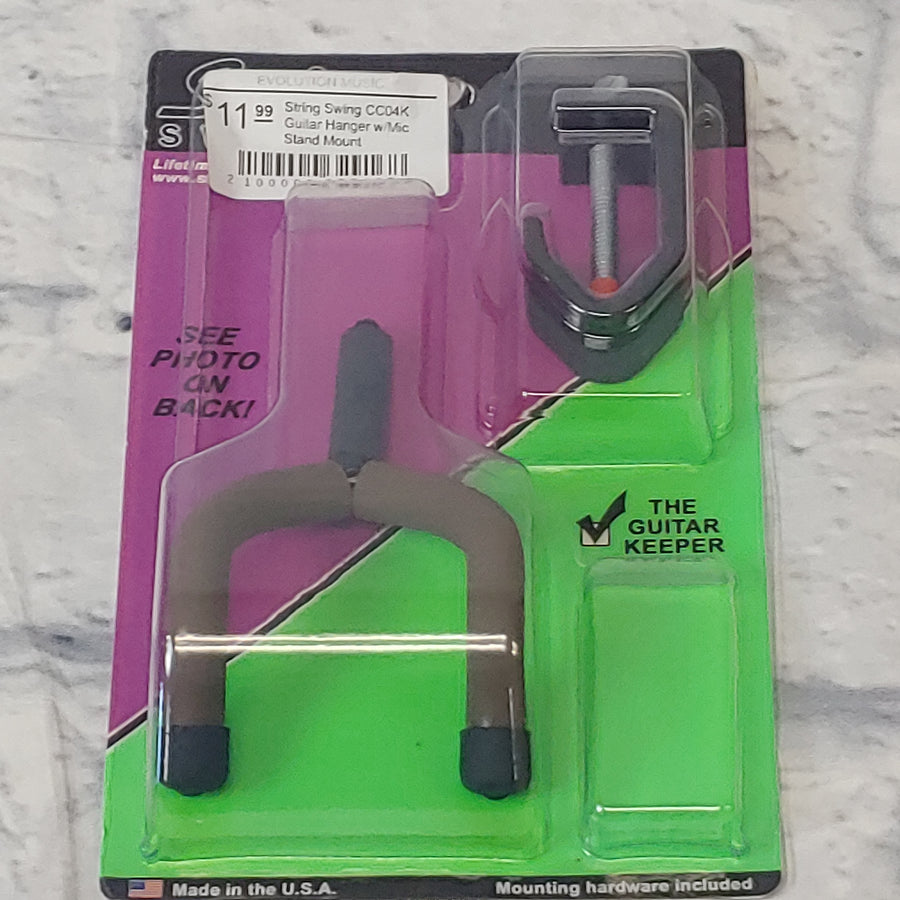 String Swing CC04K Guitar Hanger w/Mic Stand Mount