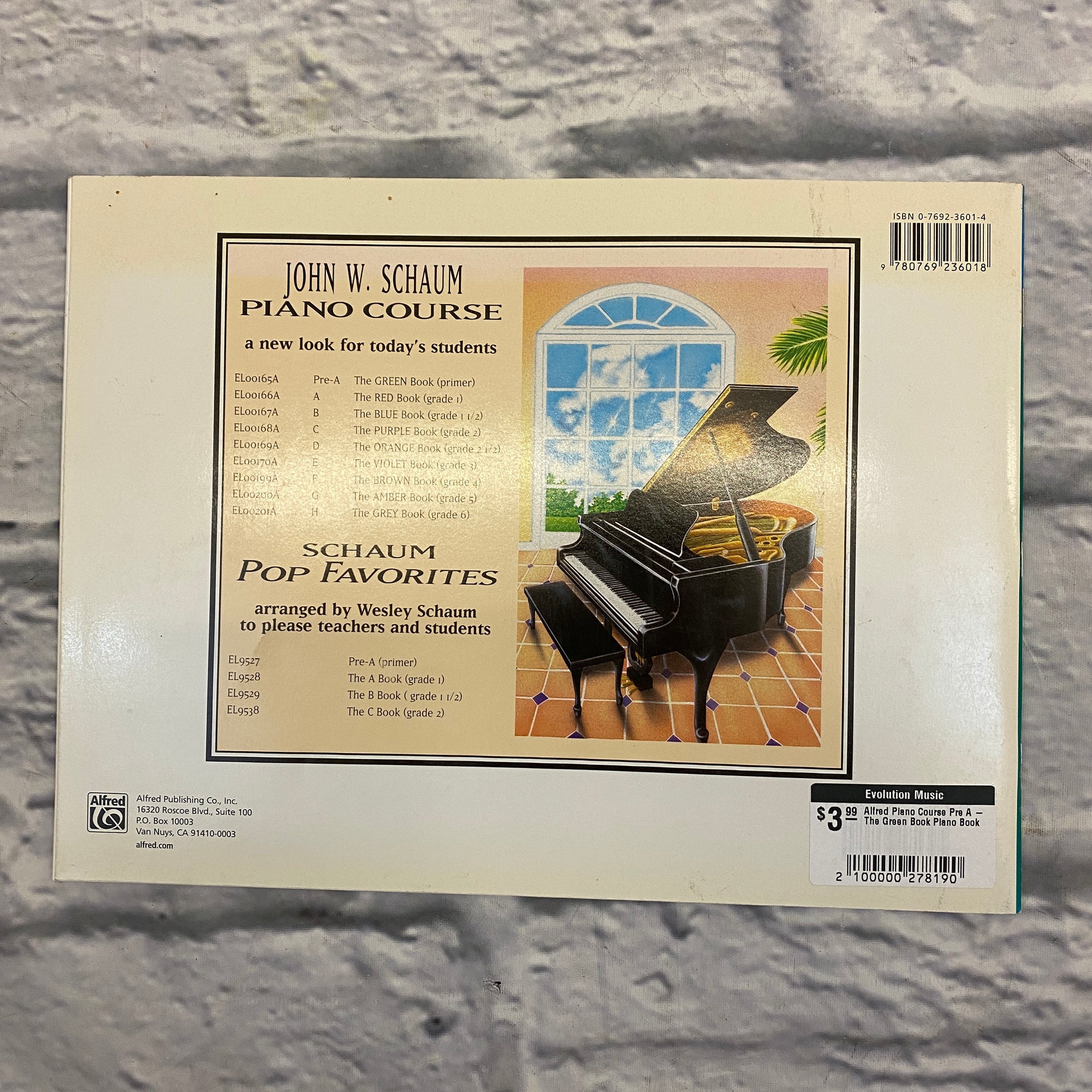 Alfred Piano Course Pre A - The Green Book Piano Book