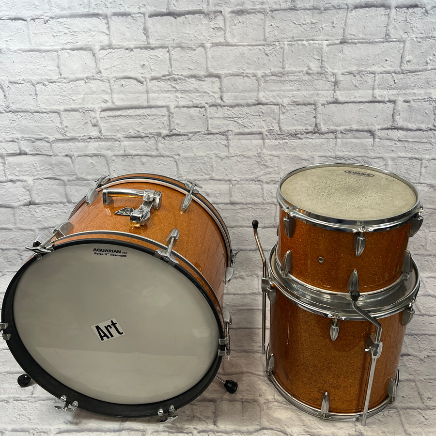 Arai 3pc 1970s Japanese Gold Sparkle Drum Set