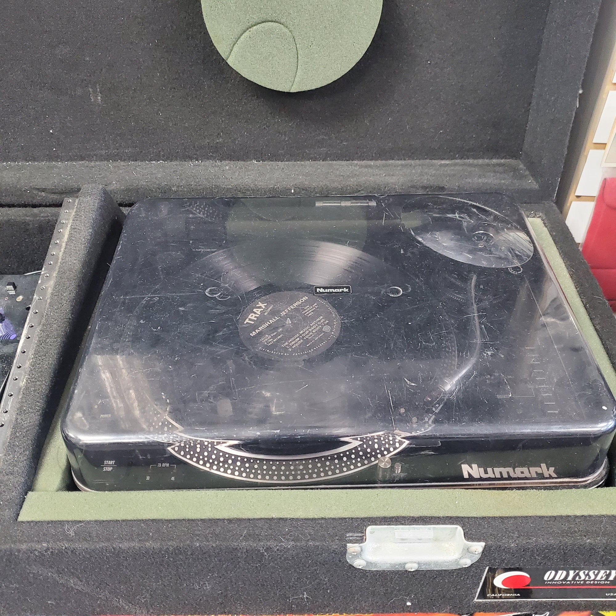 Numark TT-100 DJ Turntables Pair with Numark DM1001EX Mixer and Odyssey Case