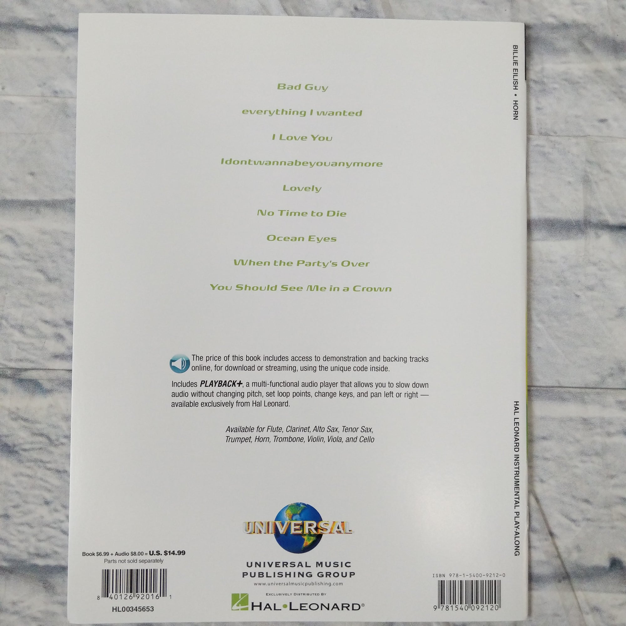 Billie Eilish Horn Instrumental Play-along Pack (billie Eilish) Instrumental Pla