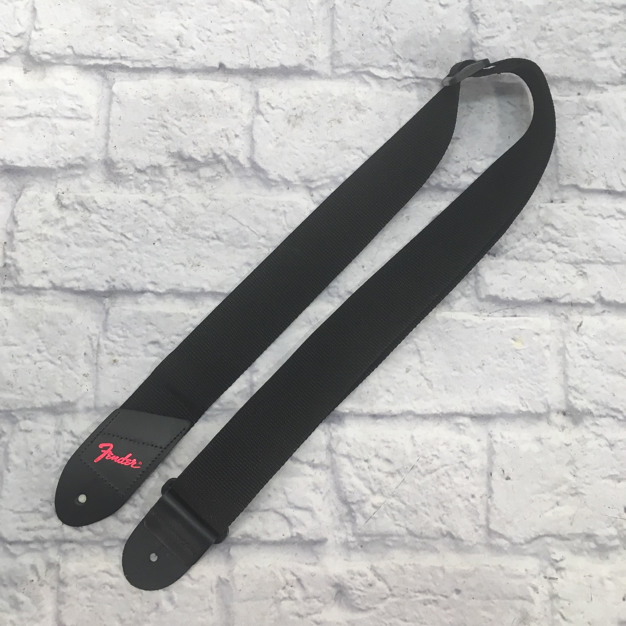 Fender Black Nylon Guitar Strap w Red Logo