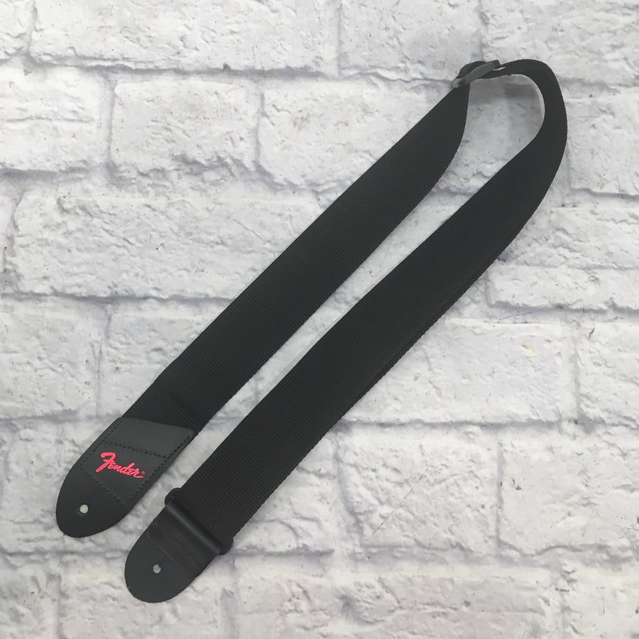 Fender Black Nylon Guitar Strap w Red Logo