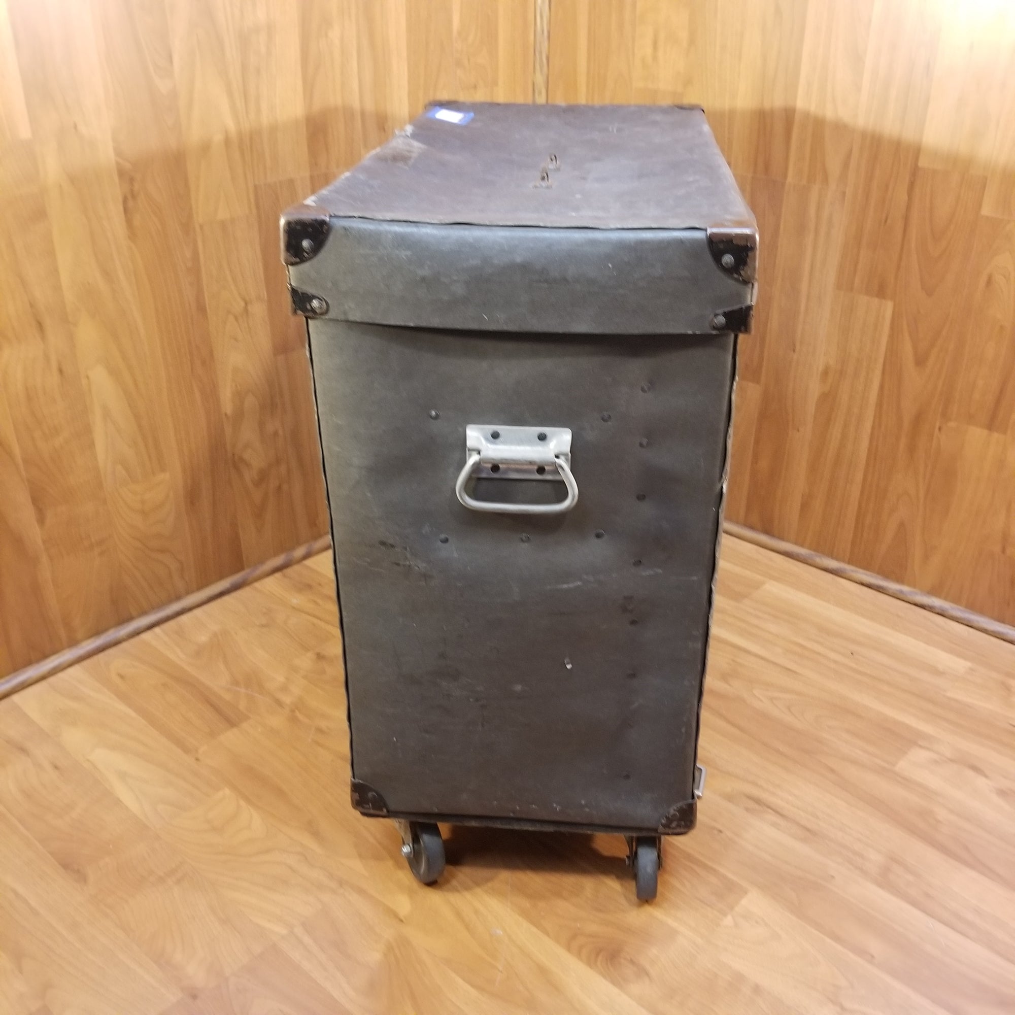 Vintage Fiber Drum Hardware Trap Case w Wheels 27x23x13