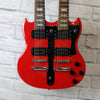 Badaax Double Neck SG Electric Guitar with Gig Bag - Red