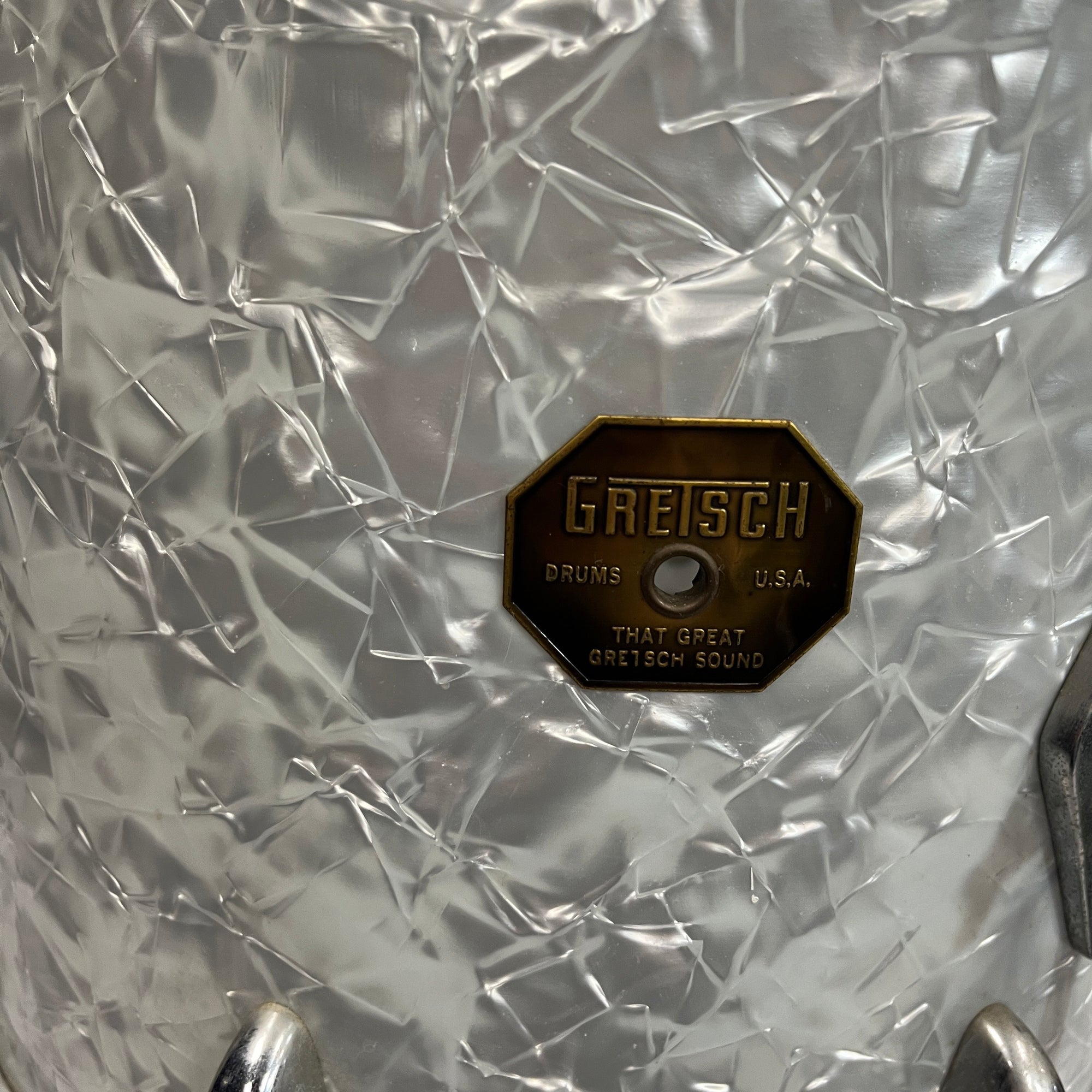 Gretsch 14x14 Stop Sign Badge Floor Tom White Marine Pearl