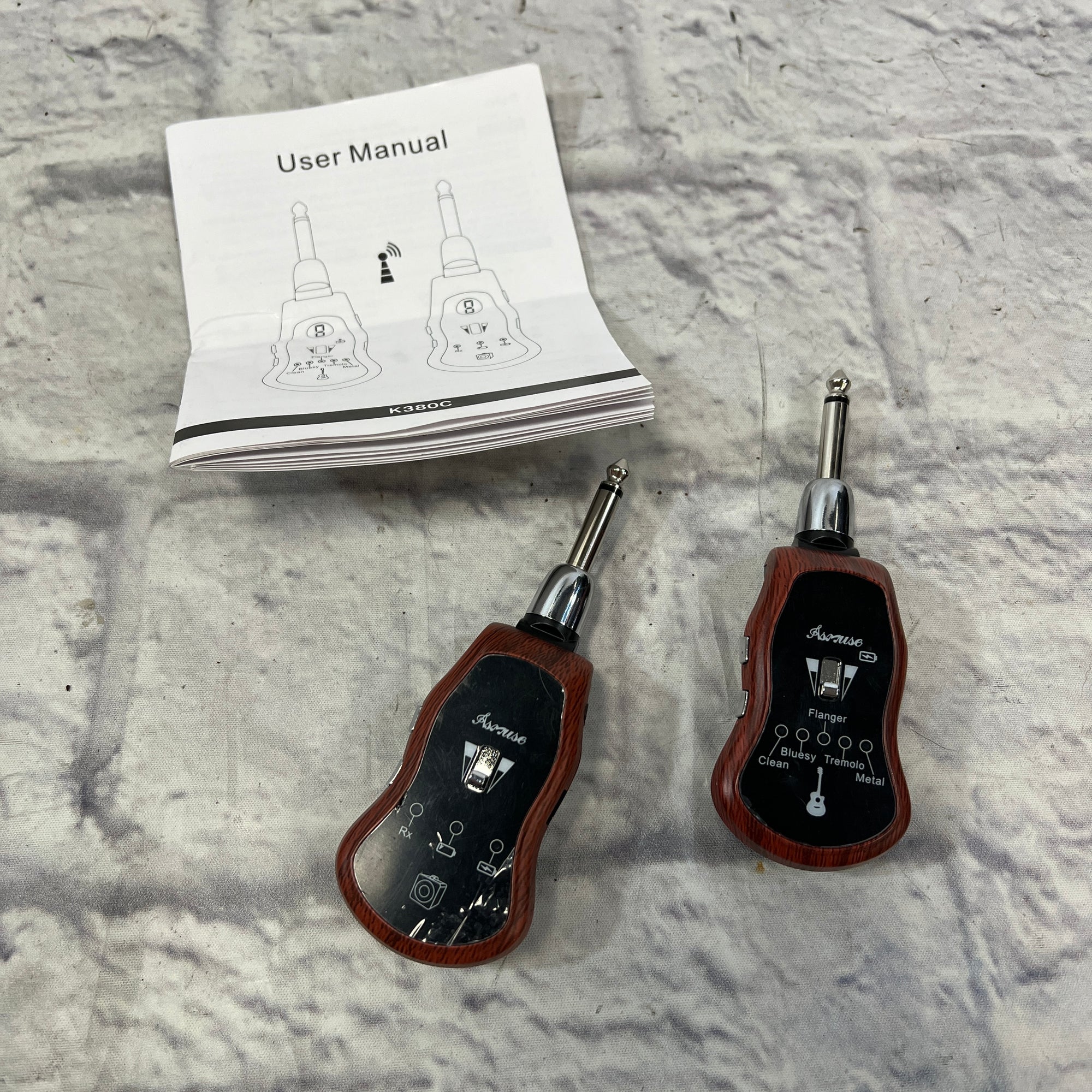 Asmuse K380C Wireless Guitar Transmitter Receiver System Set - Electric Guitar Wireless System Transmitter And Receiver With Clean Bluesy Flanger Tremolo Metal 5 Effects