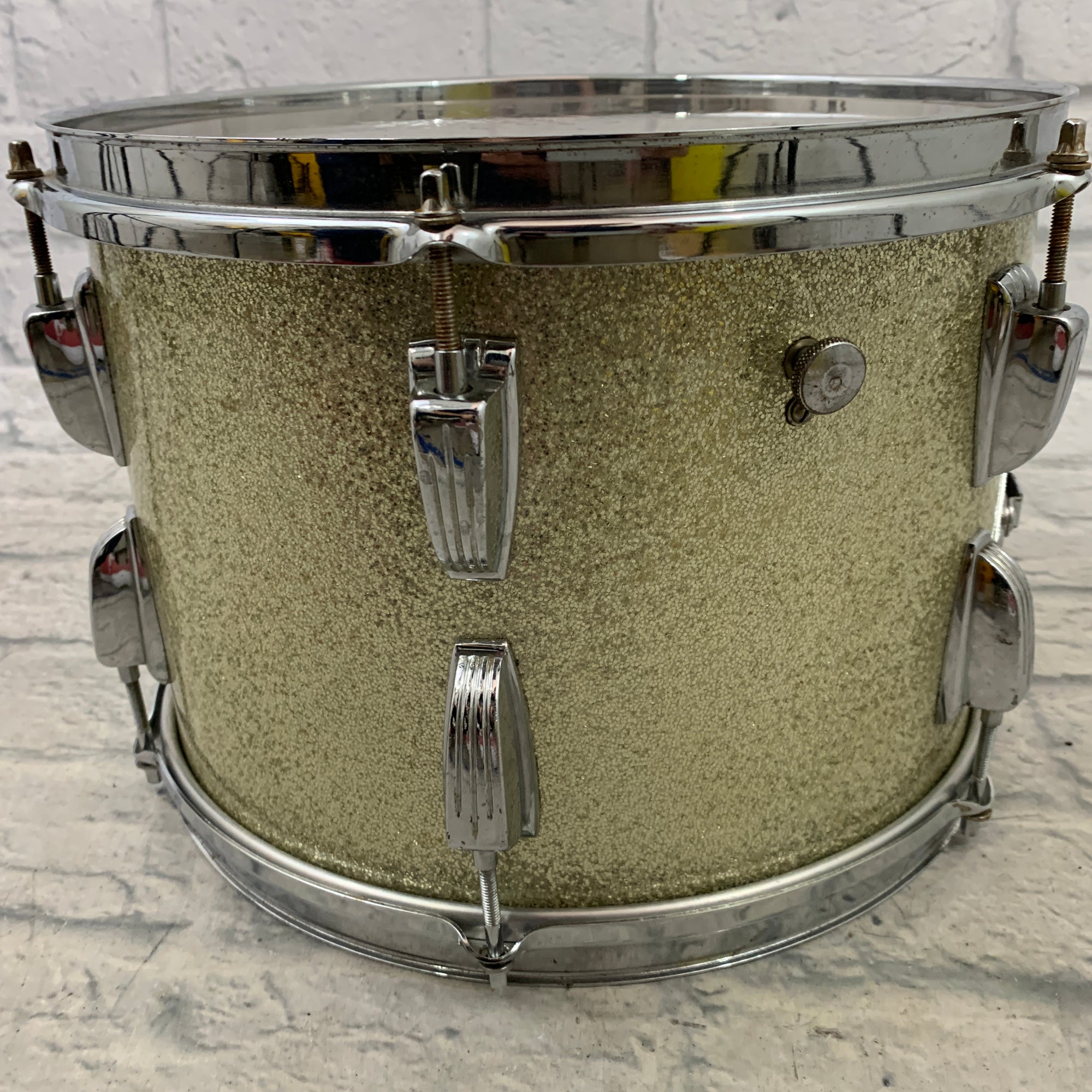Vintage 1950s Transition Badge Ludwig 9 x 13 Rack Tom Silver Sparkle
