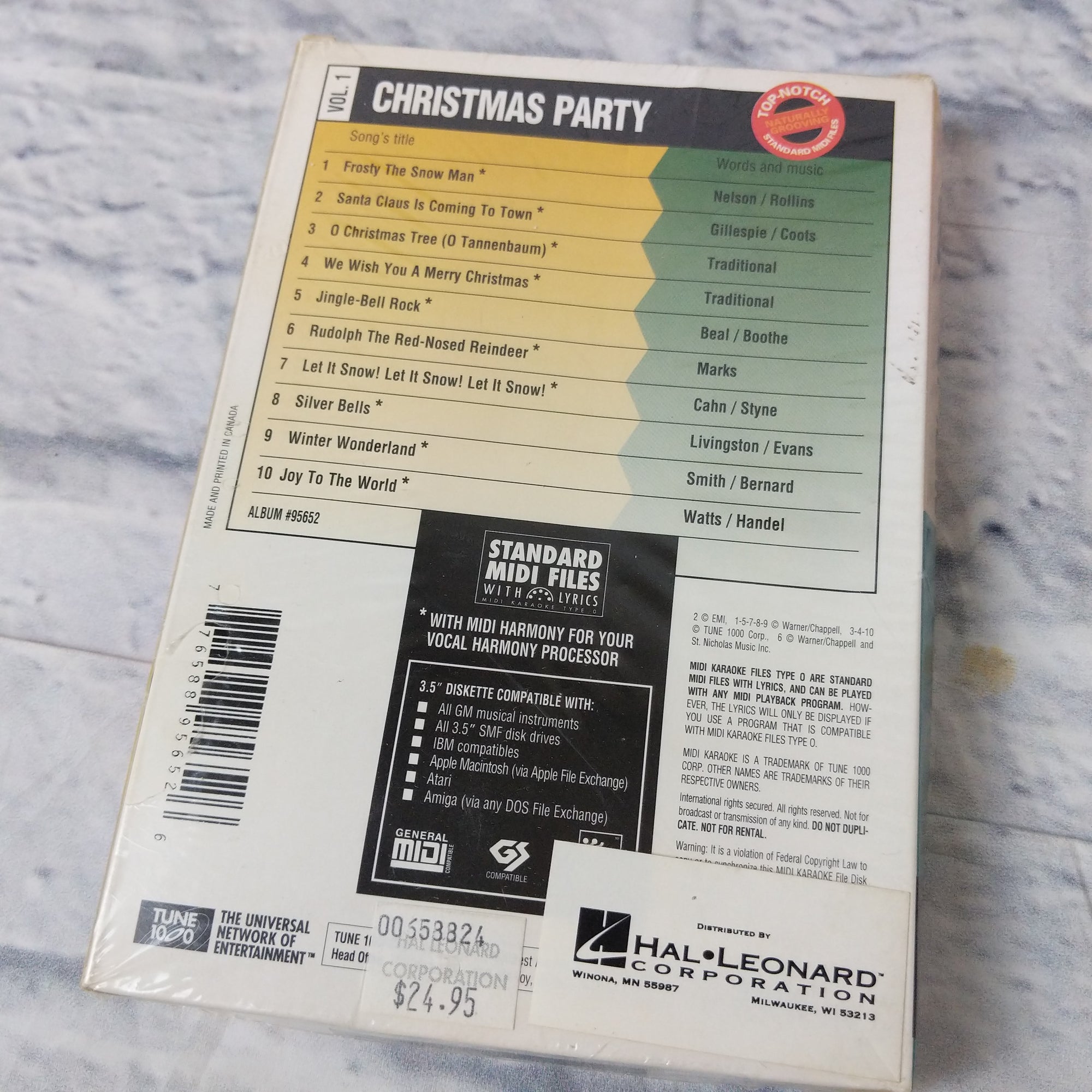 Standard Midi files with Lyrics Vol 1 Christmas Party Hit Music on 3.5" Diskette
