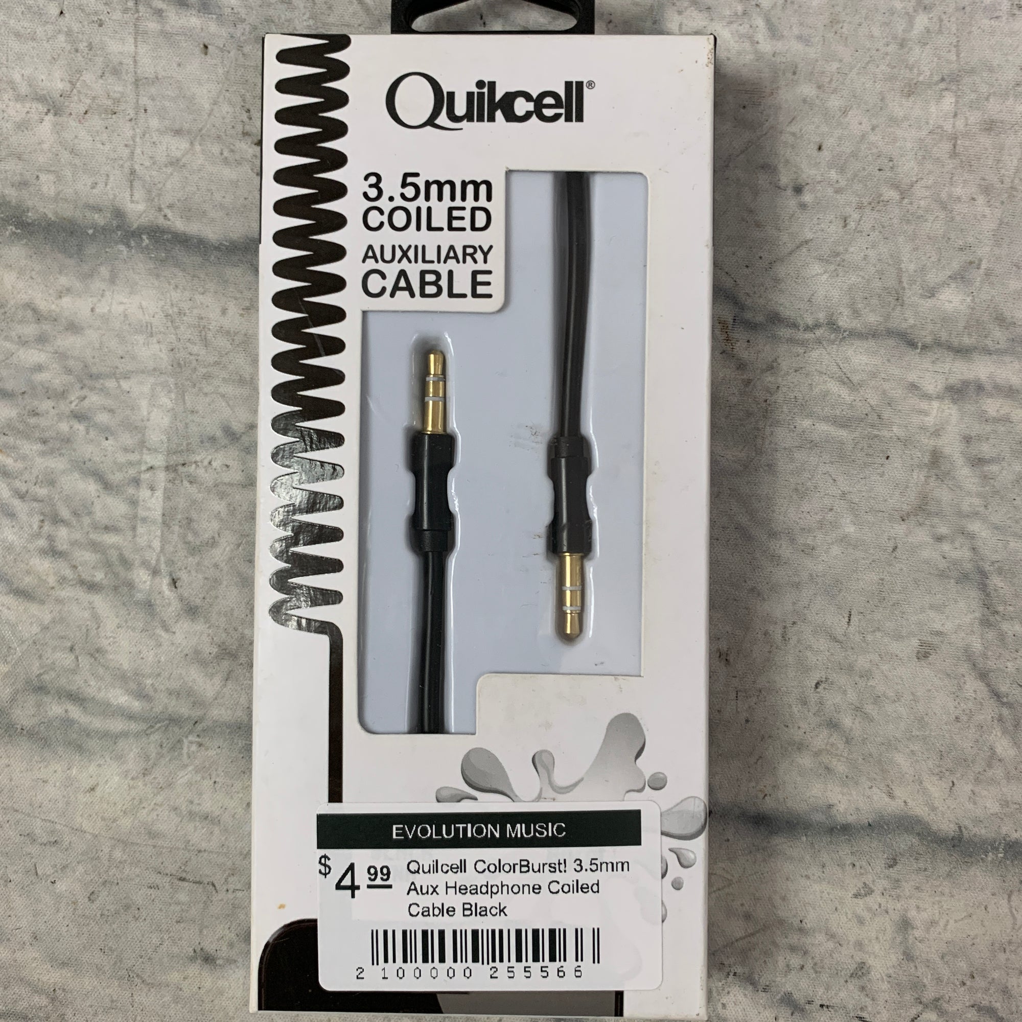 Quilcell ColorBurst! 3.5mm Aux Headphone Coiled Cable Black