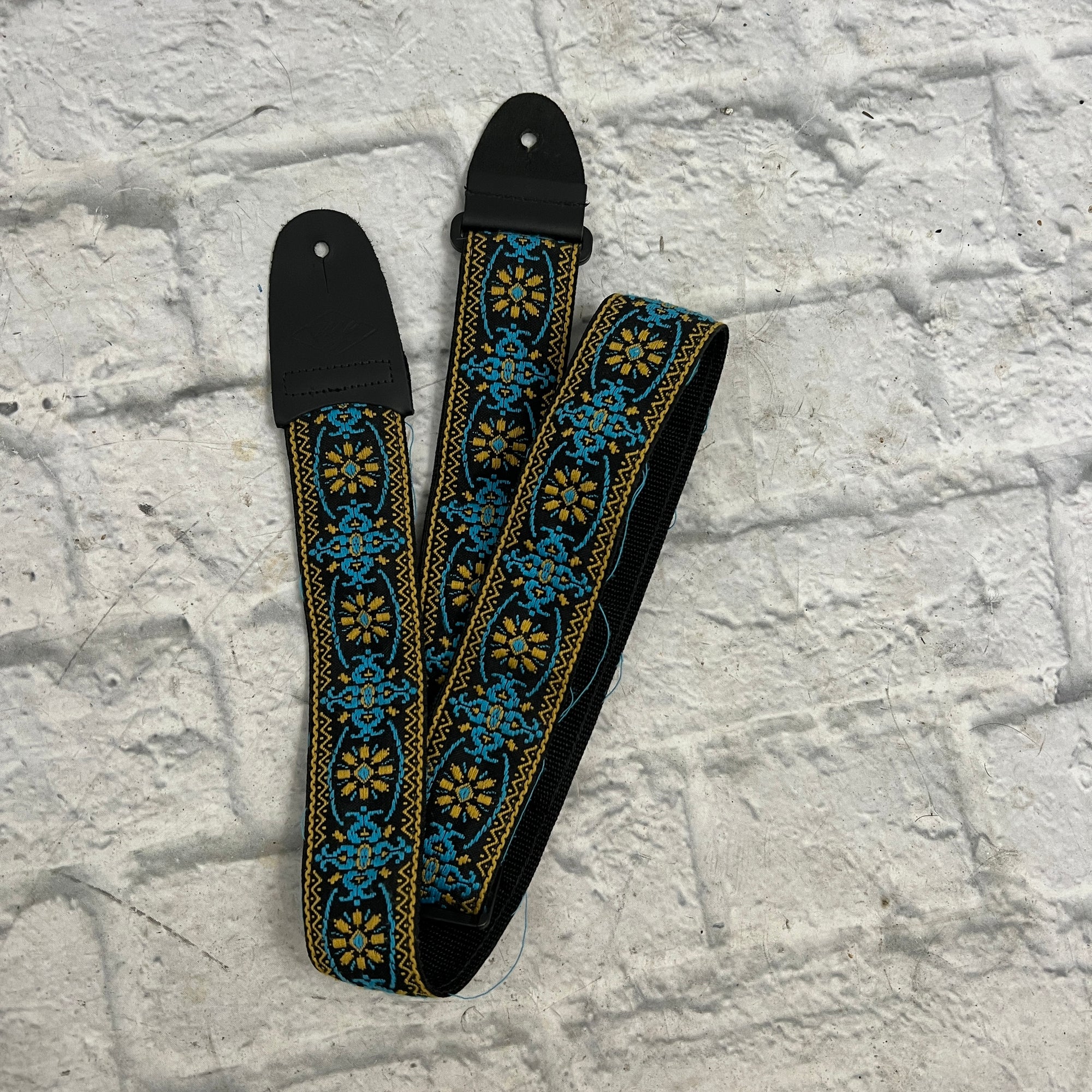 LM Products Blue-and-Yellow Embroidered Guitar Strap