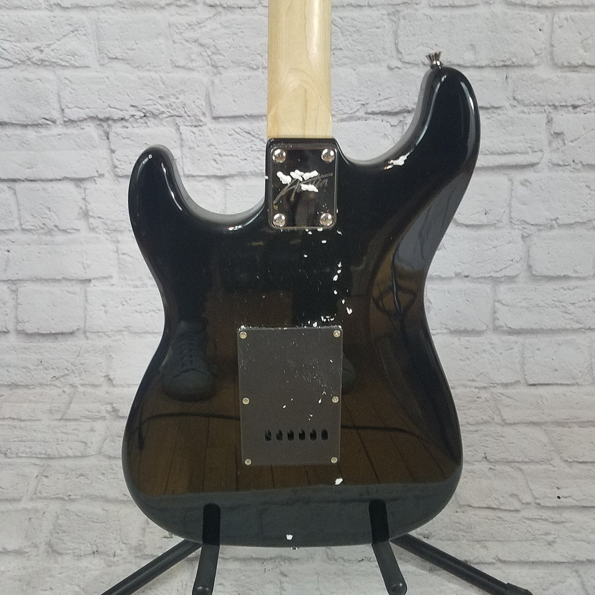 Austin AST100BK Strat Style Electric Guitar Black with Black Pickguard