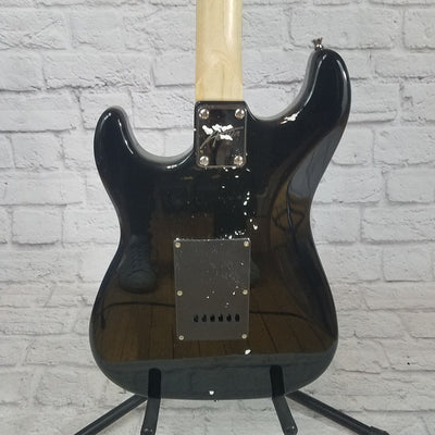 Austin AST100BK Strat Style Electric Guitar Black with Black Pickguard