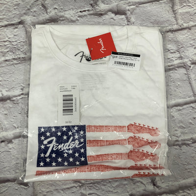Fender USA Flag T-Shirt White Women's Size 10 / 12