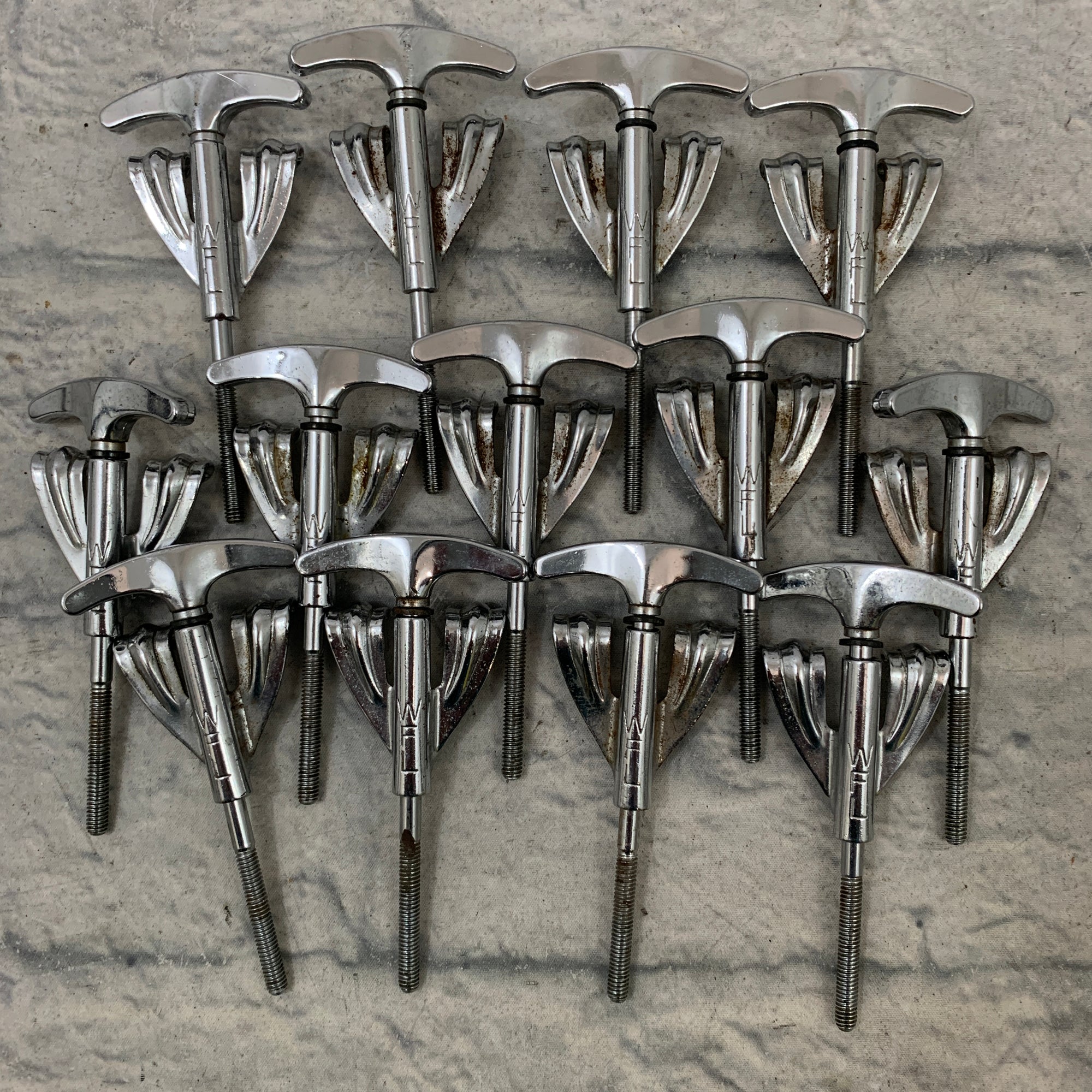 WFL Ludwig Bass Claw and Tension Rod Set of 13 Drum Part Vintage