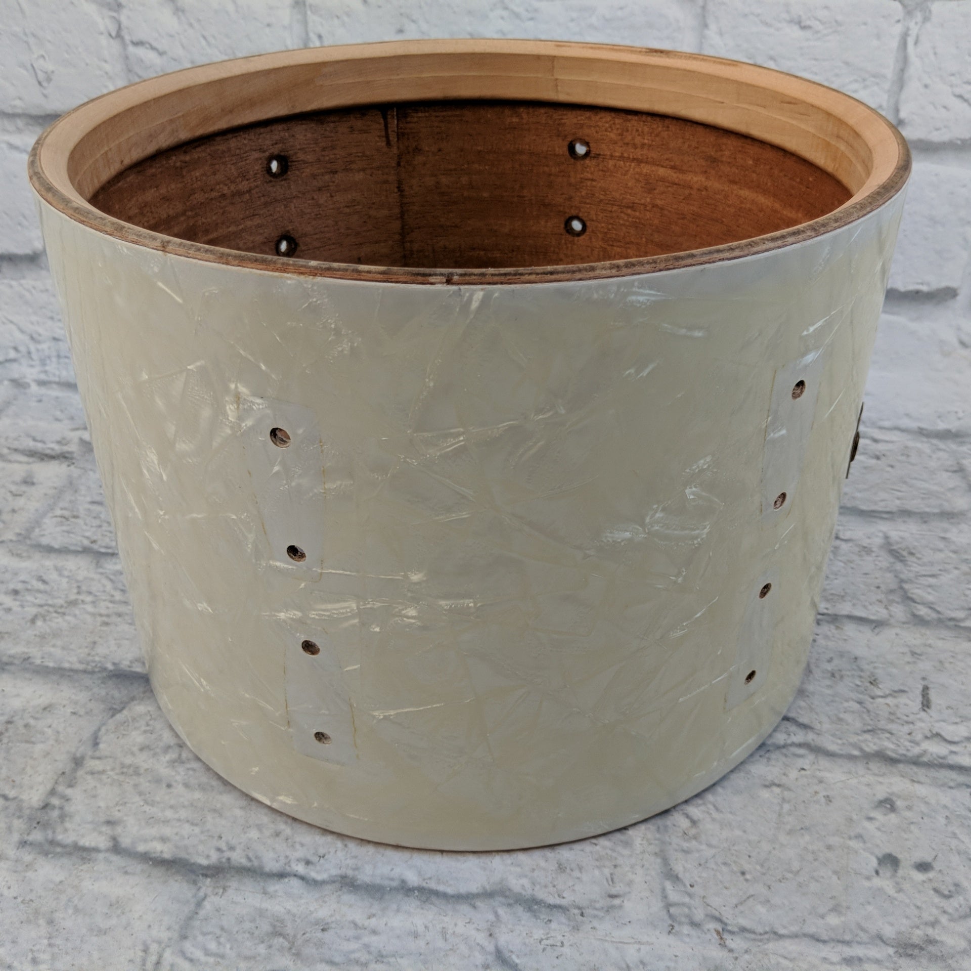 WFL Vintage 1950s WMP White Marine Pearl 3 ply Mahogany Drum Shell