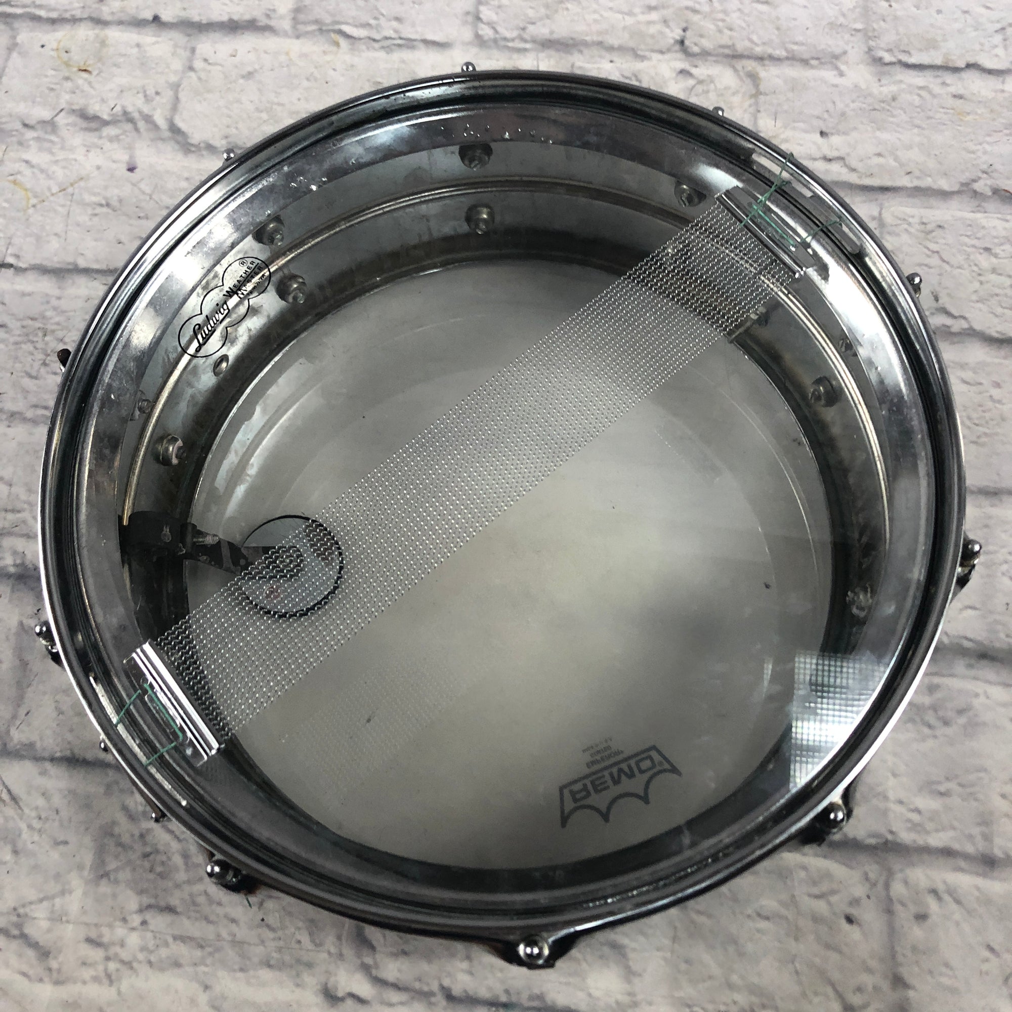 Vintage Ludwig 14x5 Supraphonic Olive Badge Aluminum Snare Drum