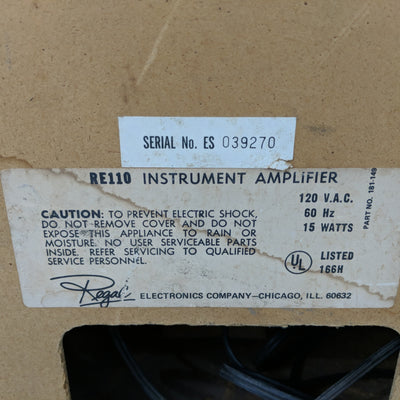 Vintage Regal RE110 Solid State Amp For Parts