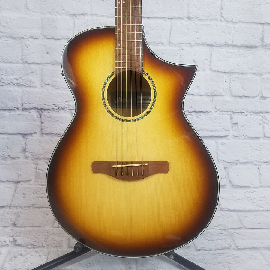 Ibanez AEWC300 Acoustic Electric Guitar w/Solid Spruce Top - Natural Browned Burst High Gloss