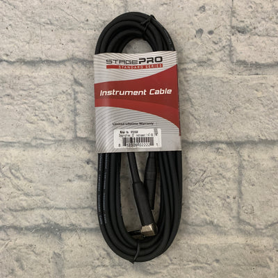 Stage Pro SPG20GR 20' 1/4" Instrument Cable Straight to Right Angle (Black Ends)