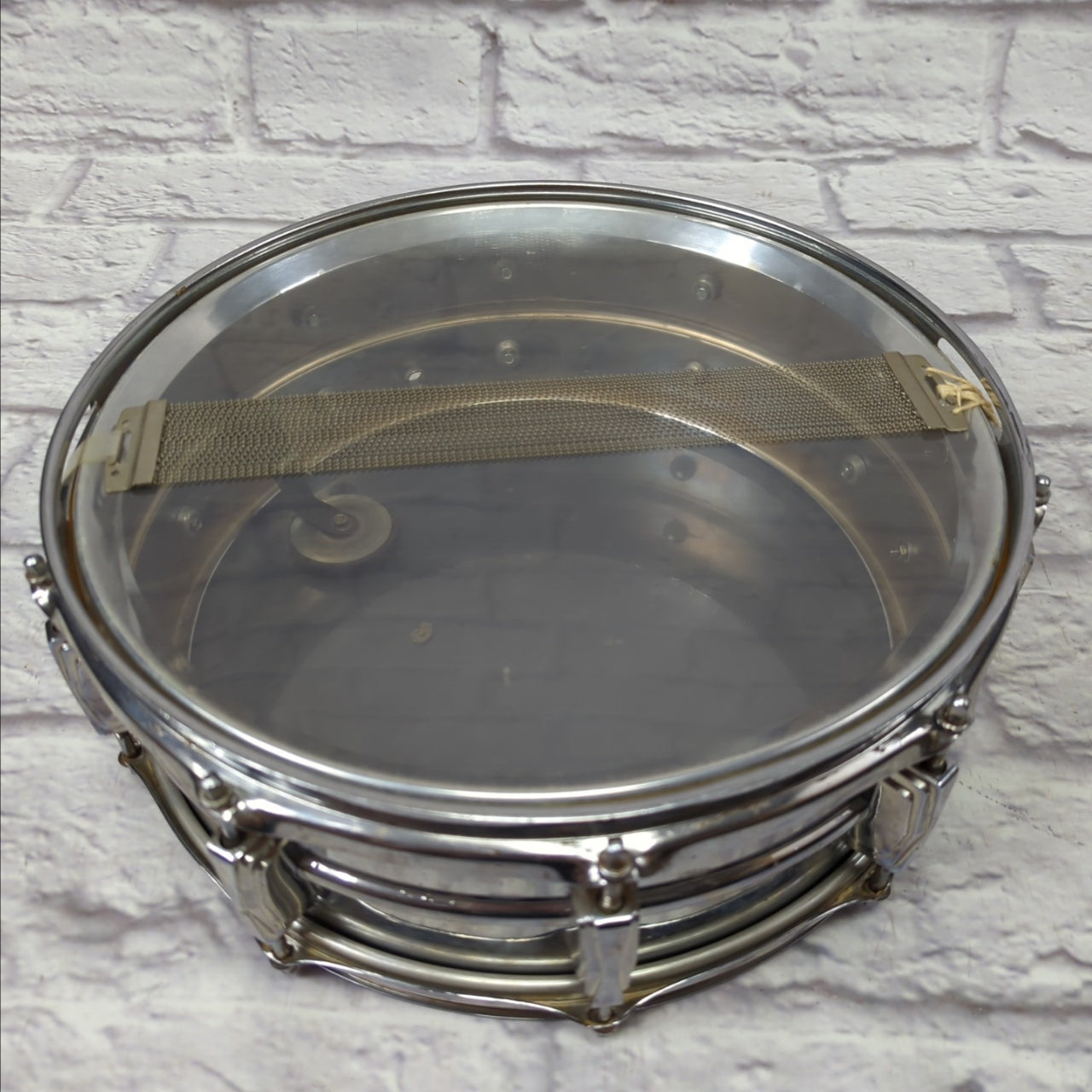Ludwig No. 400 Supraphonic 5x14" Aluminum Snare Drum with Pointed Blue/Olive Badge 1969 - 1979 S/N 999589