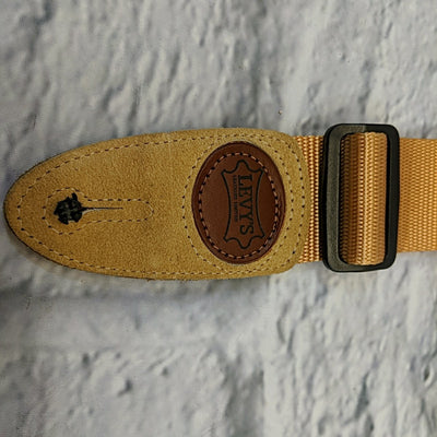 Levy's MSS8 Tan 2" Wide Soft-hand Polypropylene Guitar Strap with Leather Ends