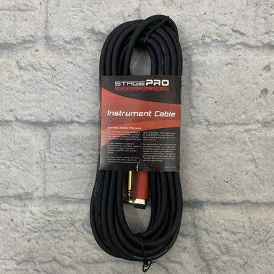 Stage Pro SPGP20GR 20' 1/4" Instrument Cable Straight to Right Angle (Red Ends)