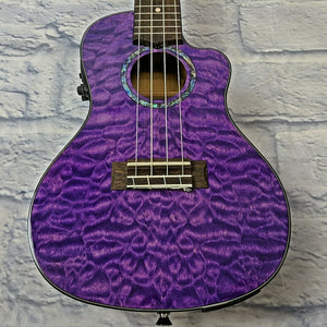 Lanikai QM-PUCEC  Quilted Maple Purple Concert Ukulele with Fishman Pickup System