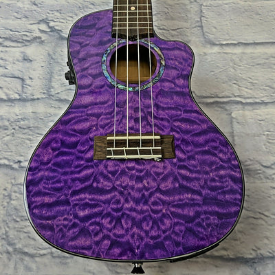 Lanikai QM-PUCEC  Quilted Maple Purple Concert Ukulele with Fishman Pickup System