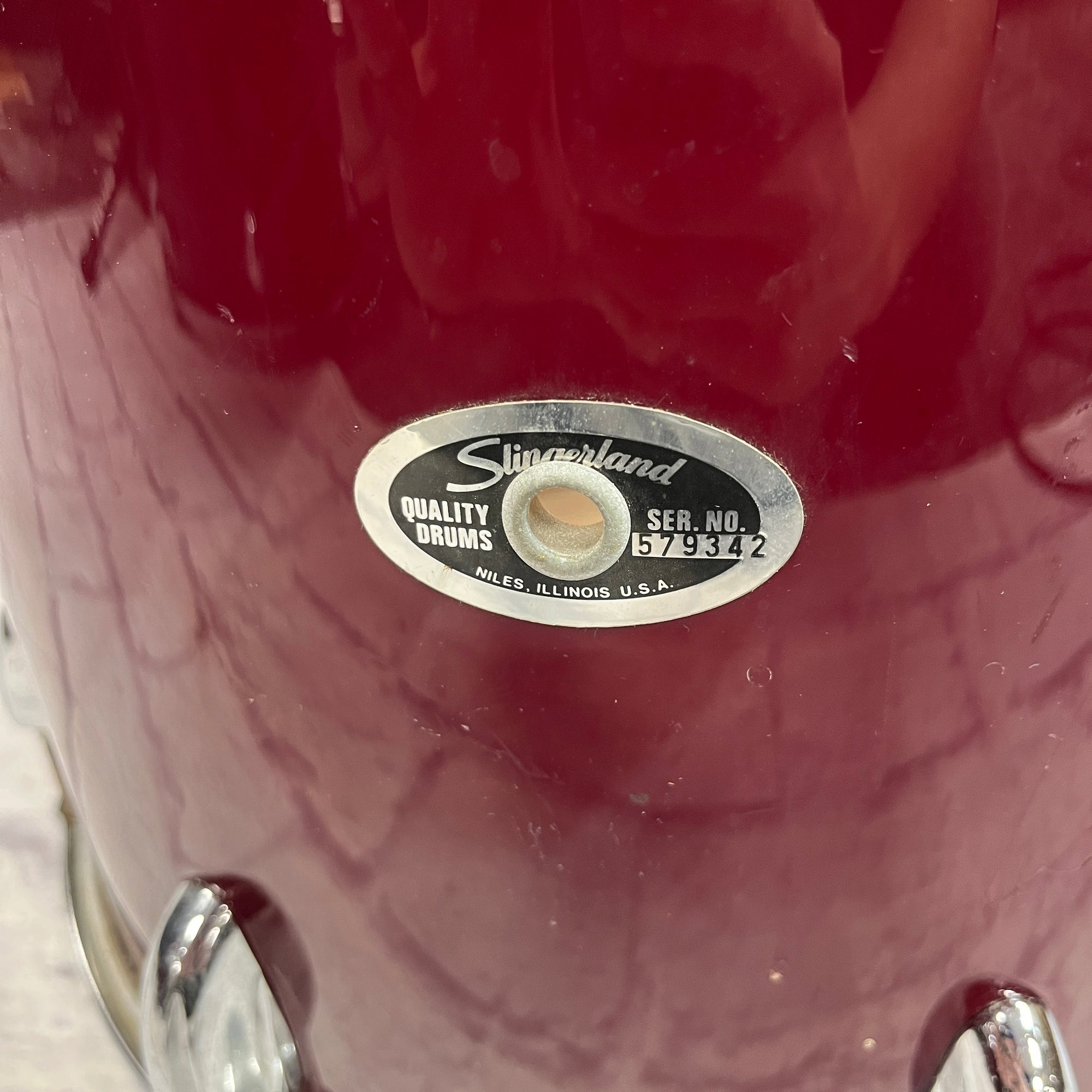 Slingerland 14x14 Rack Tom Red 1980s Sticker Badge