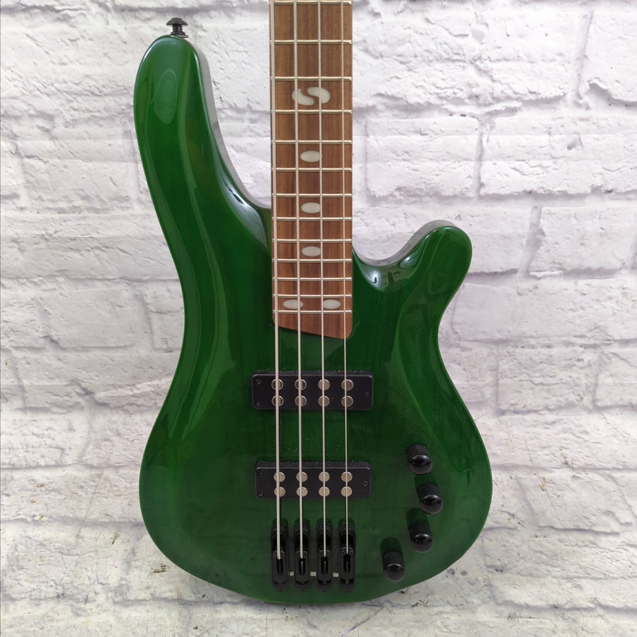 Xaviere DLX Bass Active Preamp, Carved Body, Transparent Green 4 String Bass Guitar