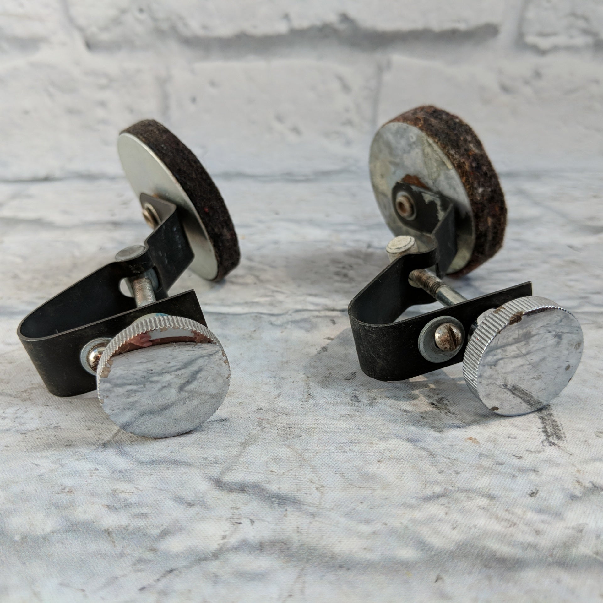 Vintage 70s Ludwig Round Black Felt Tone Control Dial Knob Muffler (Pair)