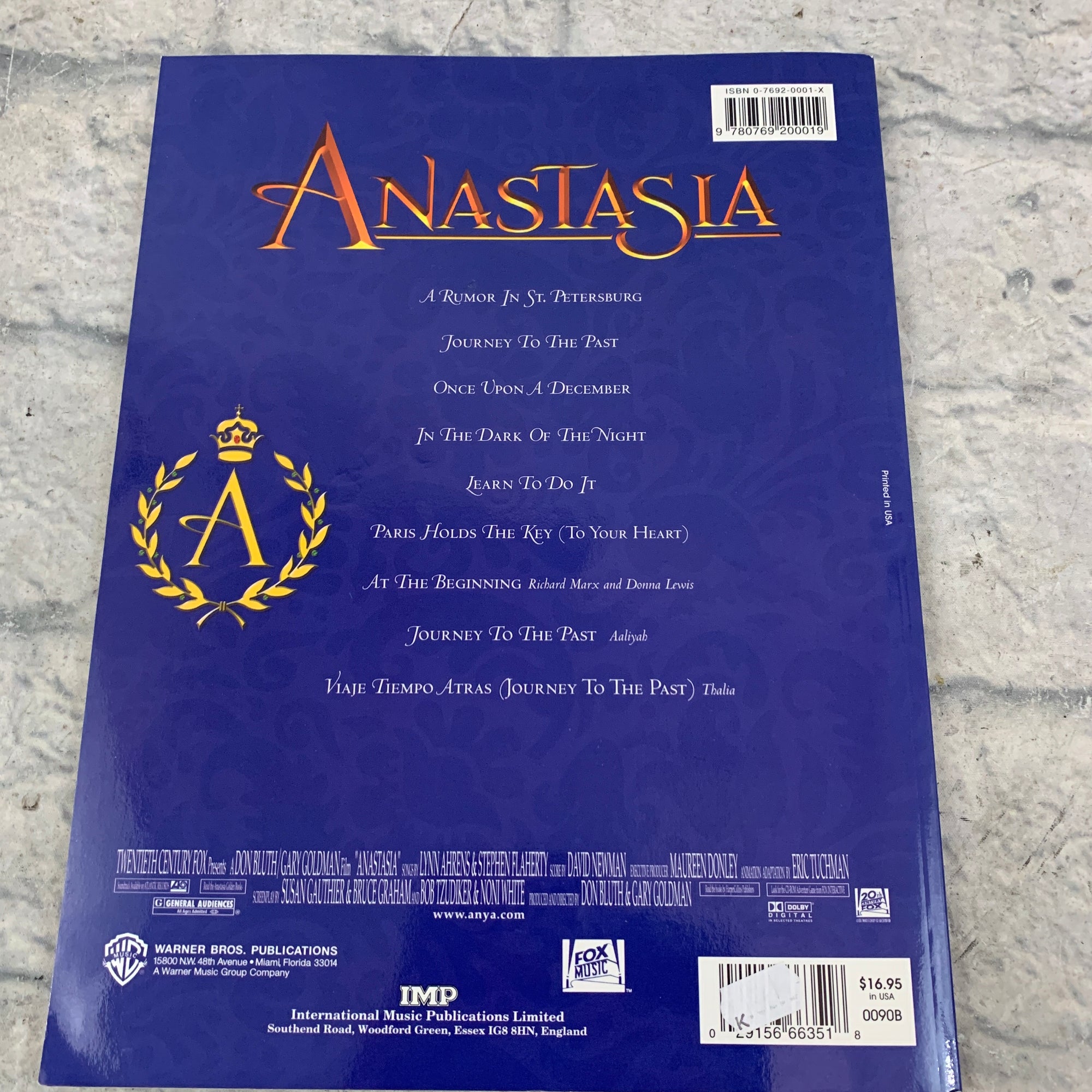 Anastasia Vocal Selection. Contains Vocal Pieces from the musical Anastasia