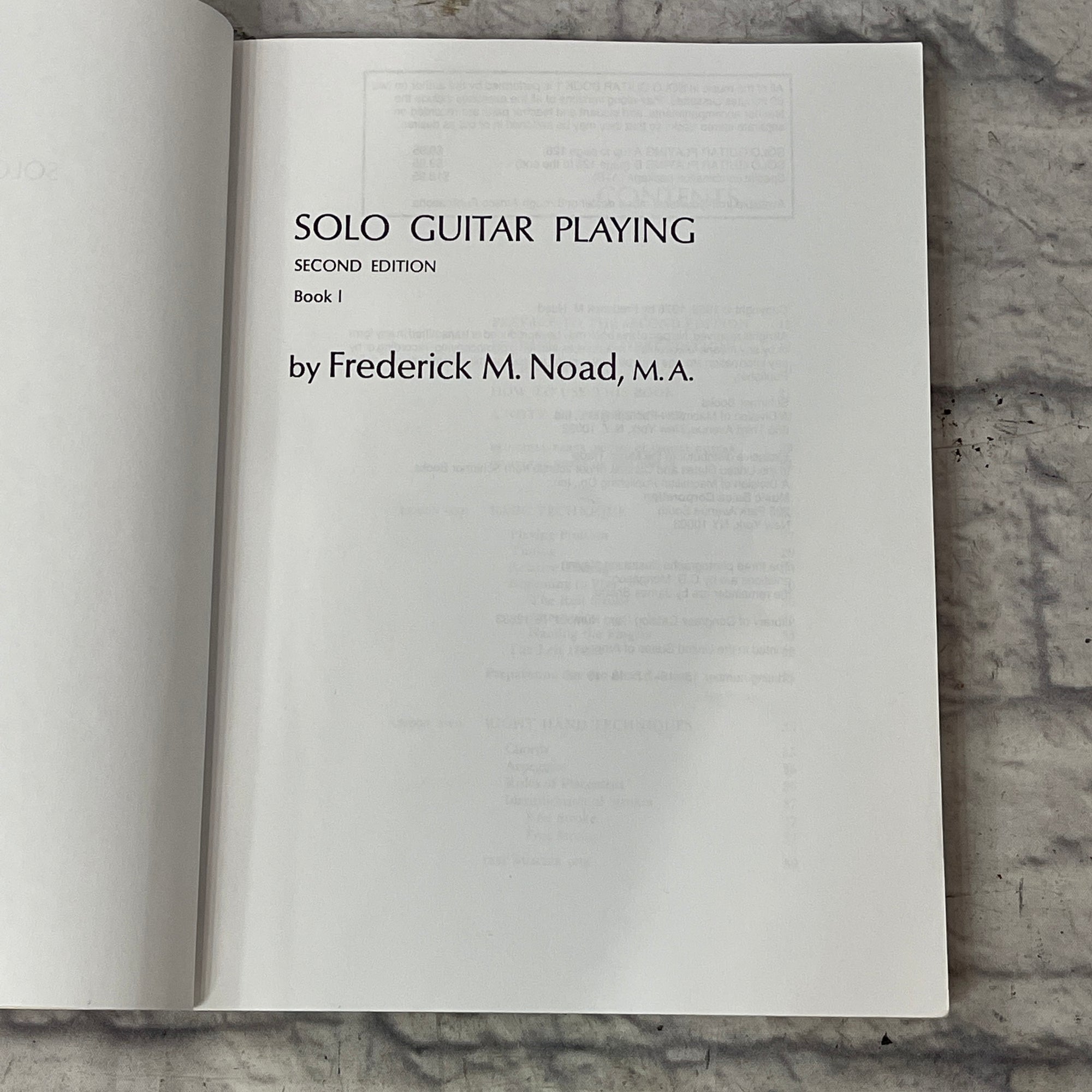 Frederick M. Noad Solo Guitar Playing I Second Edition
