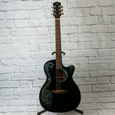 Luna FAU-DRA-BLK Fauna Dragon Black Acoustic/Electric Guitar