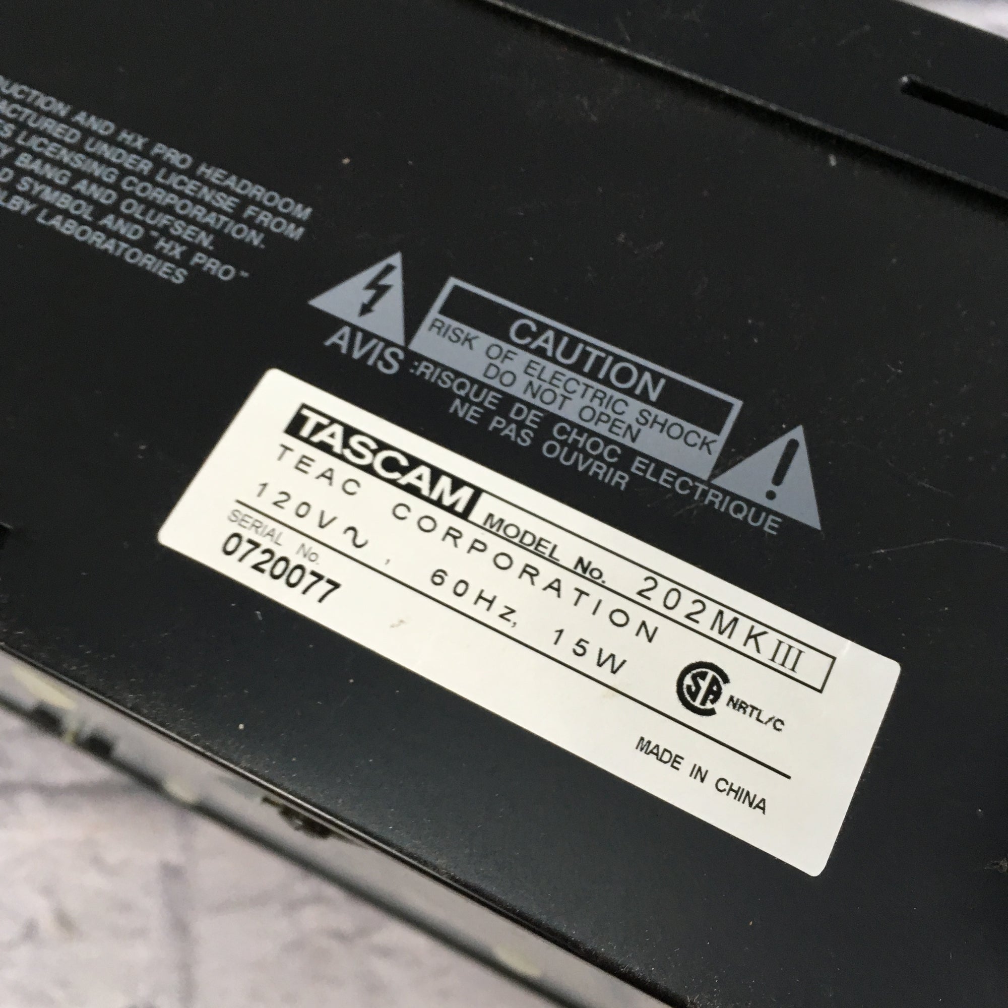 Tascam 202 MKIII Dual Cassette Recorder As-Is