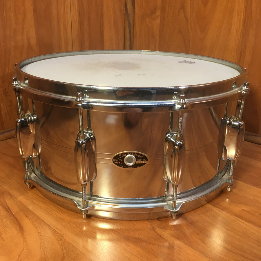 Late 80s Slingerland 14 x 6.5 Chrome Snare 10 Lug Gene Krupa
